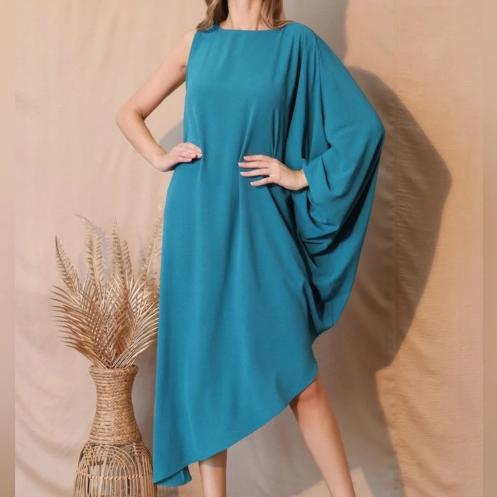 Matte Crepe One Sleeve Dress